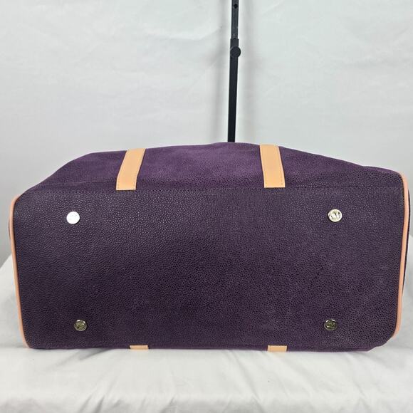 JM New York Duffle Bag Weekender Purple Tan Detachable Strap 18" x 10" x 8" - Picture 6 of 13